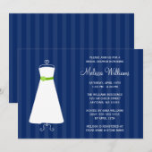Invitation Fête de l'mariée moderne Navy Blue and Green Gown (Devant / Derrière)