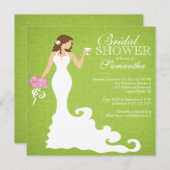 Invitation Fête de l'mariée moderne Turquoise Green Bride Win (Devant / Derrière)