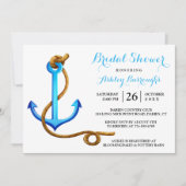 Invitation Fête de l'mariée nautique Ancre bleu turquoise (Devant)