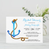 Invitation Fête de l'mariée nautique Ancre bleu turquoise (Debout devant)