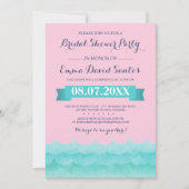 Invitation Fête de l'mariée Nautique Pastel Pink In Sea (Devant)