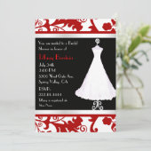 Invitation Fête de l'mariée noire, blanche et rouge (Debout devant)