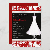 Invitation Fête de l'mariée noire, blanche et rouge (Devant / Derrière)