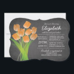 Invitation Fête de l'mariée Orange Tulip de Chalkboard modern<br><div class="desc">Invitation moderne Chalkboard orange Tulip Bridal Shower avec un arrière - plan populaire avec un joli bouquet de belles tulipes orange.  Admirez une douche de nage contemporaine pour une douche de nage de jardin,  une douche de nage de printemps ou d'été.</div>