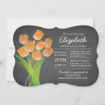 Invitation Fête de l'mariée Orange Tulip de Chalkboard modern<br><div class="desc">Invitation moderne Chalkboard orange Tulip Bridal Shower avec un arrière - plan populaire avec un joli bouquet de belles tulipes orange.  Admirez une douche de nage contemporaine pour une douche de nage de jardin,  une douche de nage de printemps ou d'été.</div>