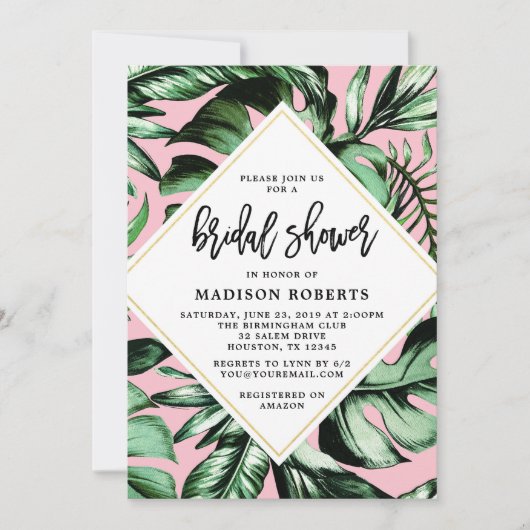 Invitation Fête de l'mariée Palm Feuilles (Devant)