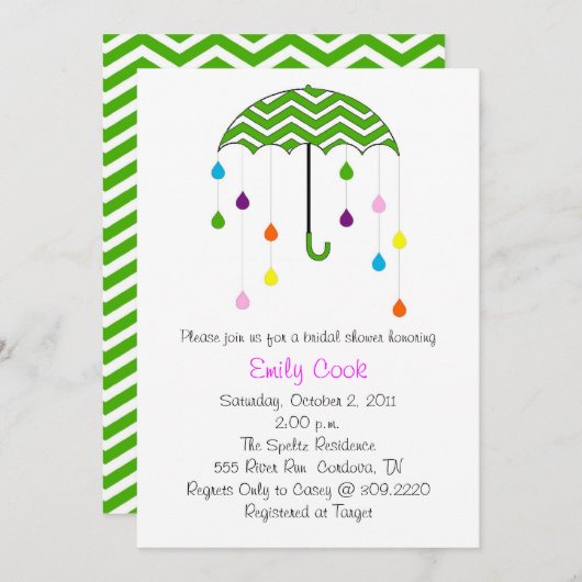 Invitation Fête de l'mariée parapluie (Devant / Derrière)