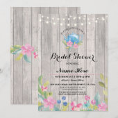 Invitation Fête de l'mariée Party Rustic Teapot Floral Invita (Devant / Derrière)