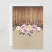 Invitation Fête de l'mariée Party Rustic Wood Rustic Floral (Dos)