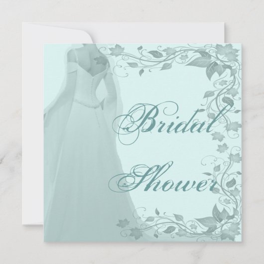 Invitation Fête de l'mariée Pastel Blue Gown & Vines (Devant)
