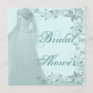 Invitation Fête de l'mariée Pastel Blue Gown & Vines