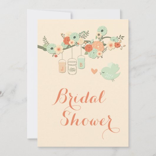 Invitation Fête de l'mariée personnalisée des pots Mason Flor (Devant)