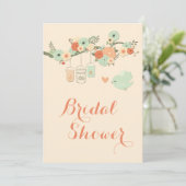 Invitation Fête de l'mariée personnalisée des pots Mason Flor (Debout devant)