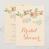 Invitation Fête de l'mariée personnalisée des pots Mason Flor (Devant / Derrière)