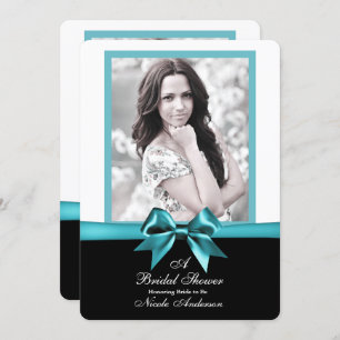 Invitation Fête de l'mariée photo Turquoise Turquoise Bow
