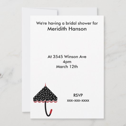 Invitation Fête de l'mariée Polka Dot (Dos)