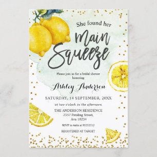 Invitation Fête de l'mariée principale de Squeeze aux citrons
