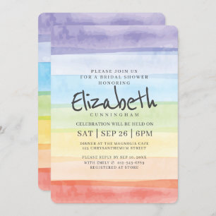 Invitation Fête de l'mariée Rainbow Watercolor