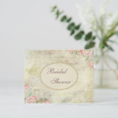 Invitation Fête de l'mariée Rose chic Pearls and Lace Shabby (Debout devant)