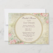 Invitation Fête de l'mariée Rose chic Pearls and Lace Shabby (Dos)