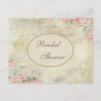 Invitation Fête de l'mariée Rose chic Pearls and Lace Shabby