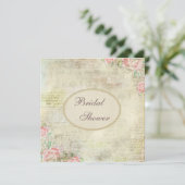 Invitation Fête de l'mariée Rose chic Pearls and Lace Shabby (Debout devant)