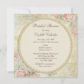 Invitation Fête de l'mariée Rose chic Pearls and Lace Shabby (Dos)