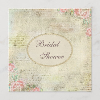 Invitation Fête de l'mariée Rose chic Pearls and Lace Shabby