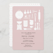 Invitation Fête de l'mariée rose cuisine moderne (Devant / Derrière)