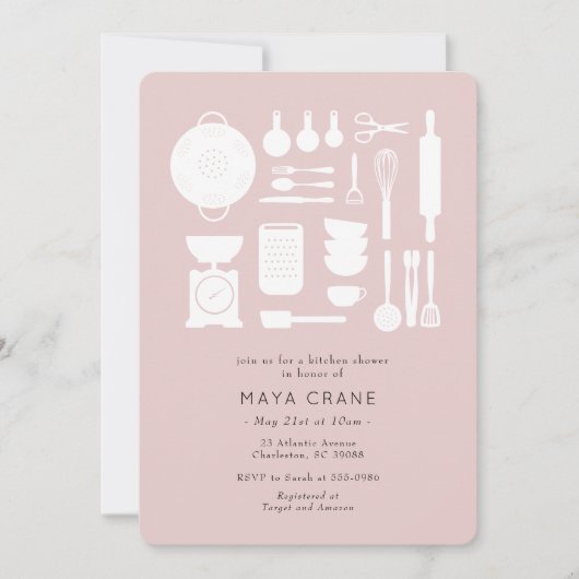 Invitation Fête de l'mariée rose cuisine moderne (Devant)