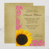 Invitation Fête de l'mariée Russe de Tournesols roses (Devant / Derrière)