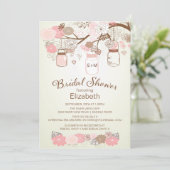 Invitation Fête de l'mariée rustique de Mason Jar (Debout devant)