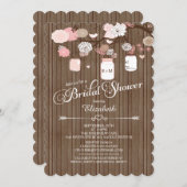 Invitation Fête de l'mariée rustique de Mason Jar (Devant / Derrière)