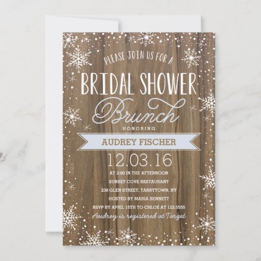 Invitation Fête de l'mariée rustique hivernale (Devant)