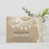 Invitation Fête de l'mariée rustique légère Mason Jar String (Debout devant)