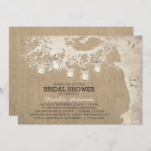 Invitation Fête de l'mariée rustique légère Mason Jar String (Devant / Derrière)