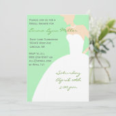 Invitation Fête de l'mariée Silhouette de la mariée verte pâl (Debout devant)