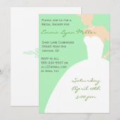 Invitation Fête de l'mariée Silhouette de la mariée verte pâl (Devant / Derrière)