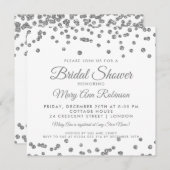 Invitation Fête de l'mariée Silver Faux Parties scintillant C (Devant / Derrière)