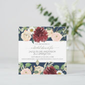 Invitation Fête de l'mariée Spring Floral Mum Marsala Rose ro (Debout devant)