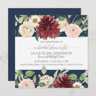 Invitation Fête de l'mariée Spring Floral Mum Marsala Rose ro