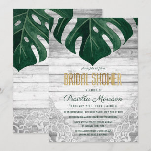 Invitation Fête de l'mariée suisse de dentelle d'or en feuill