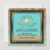 Invitation Fête de l'mariée Tea Party Blue Gold (Devant)