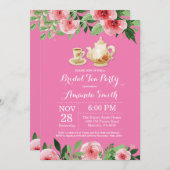 Invitation Fête de l'mariée Tea Party Pink (Devant / Derrière)