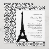 Invitation Fête de l'mariée Tres Paris (blanc) (Devant / Derrière)