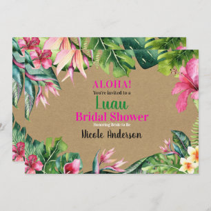 Invitation Fête de l'mariée tropicale Aloha Floral Luau Kraft