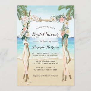Invitation Fête de l'mariée tropicale florale de Beach Arbor 
