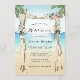 Invitation Fête de l'mariée tropicale florale de Beach Arbor