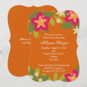 Invitation Fête de l'mariée tropicale hibiscus rose Orange (Devant / Derrière)