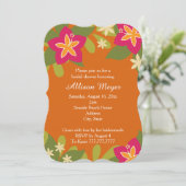 Invitation Fête de l'mariée tropicale hibiscus rose Orange (Debout devant)